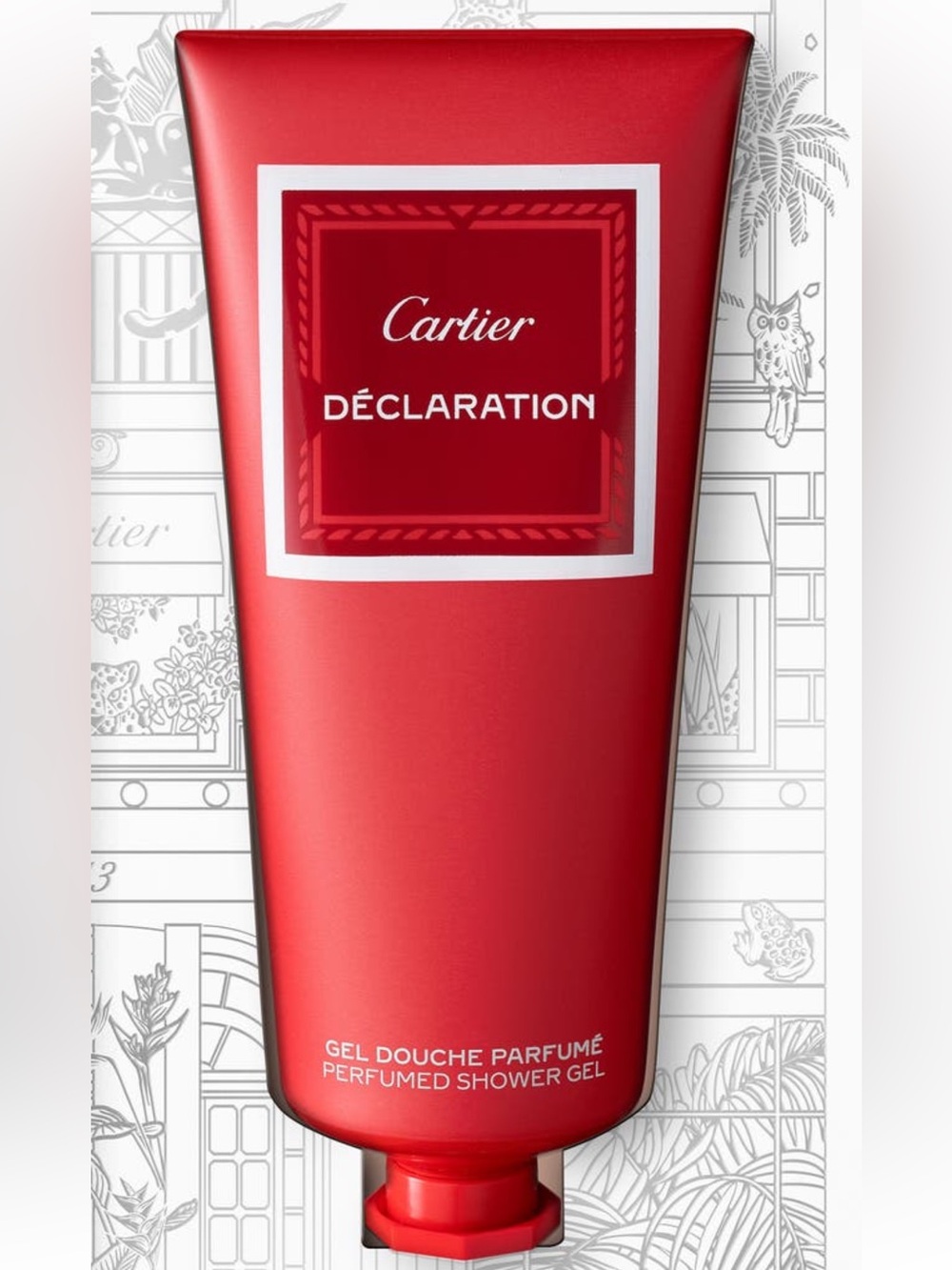 Cartier Red and White Illustrated Gift Box w/ Sealed New Shower Gel Decloration
